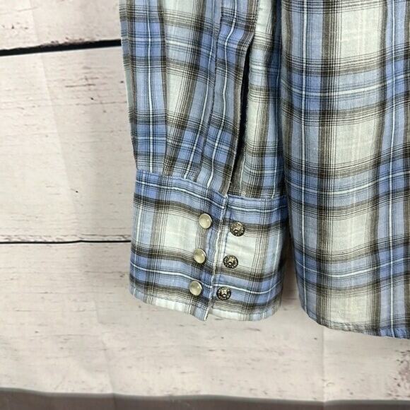 Wrangler Shirt Mens Large Blue Plaid Pearl Snap Western Rodeo Cowboy Country - Picture 4 of 11